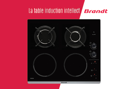 Plaque de cuisson mixte Induction & Gaz 4 Foyers Noir - BRANDT